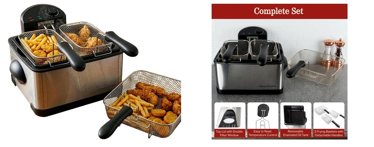Classic Cuisine Deep Fryer – 4-Liter Electric Oil Fryer – by Classic Cuisine images