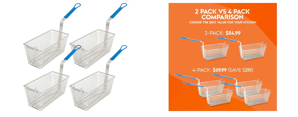 Cuisine Ready Deep Fryer Basket | 4-Pack | images