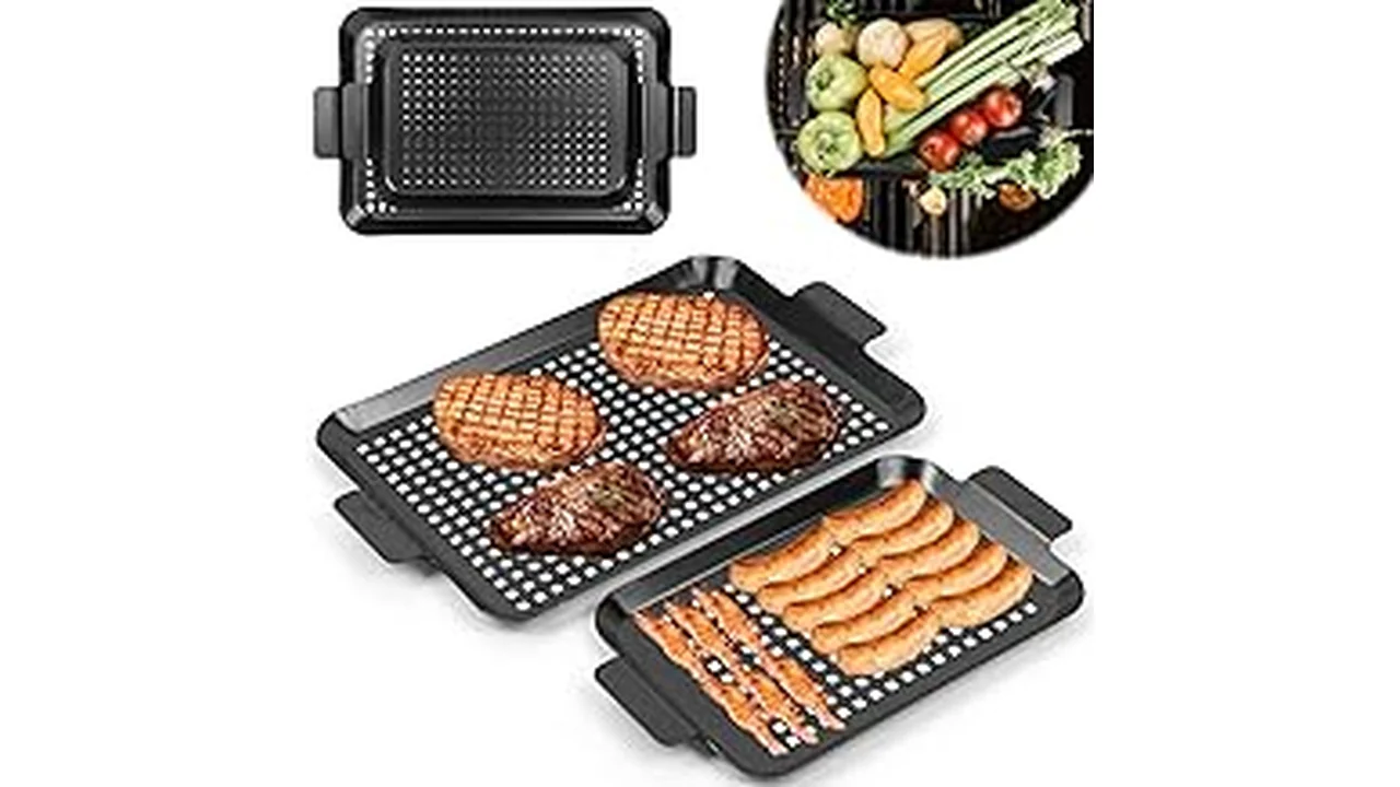 The image shows delicious grilled vegetables on a popular grill, perfect for a healthy diet.