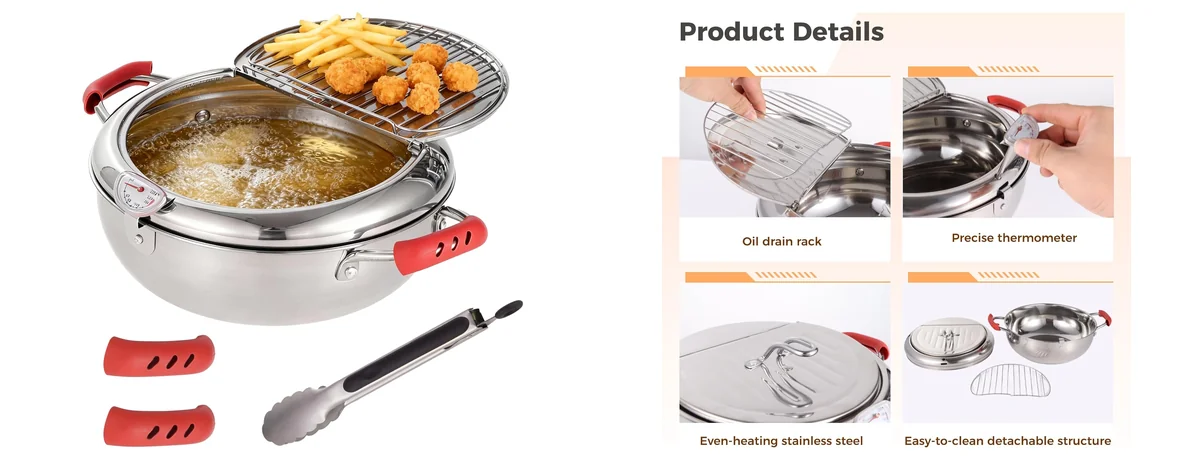 OMISTAR Deep Fryer Tempura Pot with Tongs images