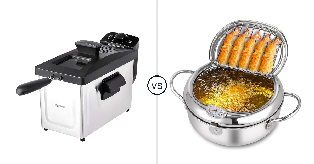 Comparison of Amazon Basics 1500W and ycxmjyr Tempura Frying Pot °F