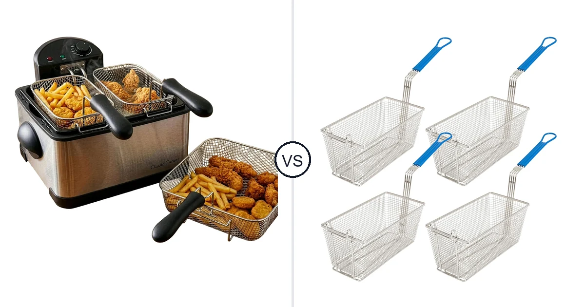 Comparison of Classic Cuisine Deep Fryer – 4-Liter Electric Oil Fryer – by Classic Cuisine and Cuisine Ready Deep Fryer Basket | 4-Pack |