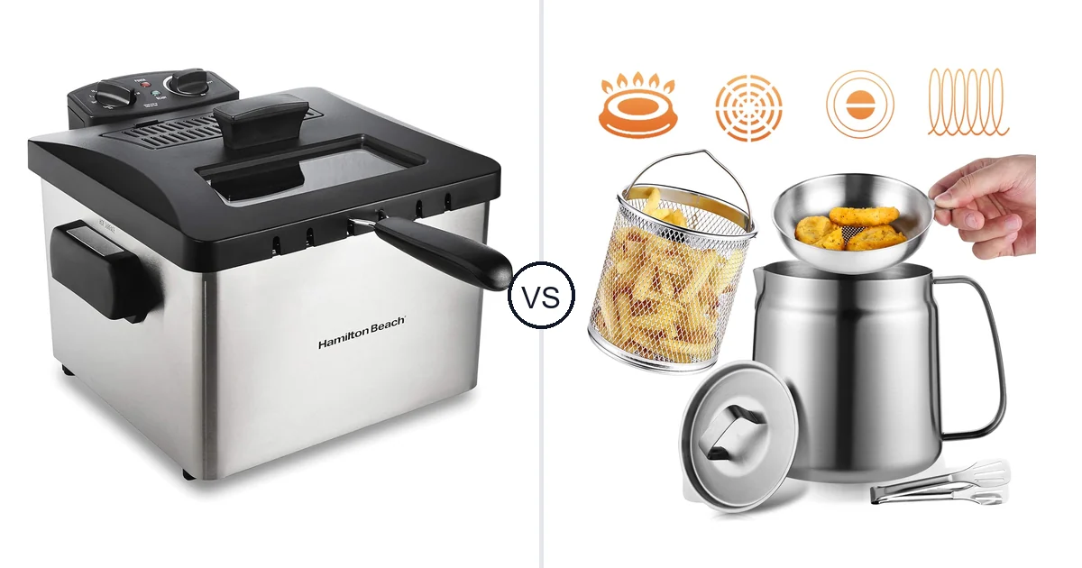 Comparison of Hamilton Beach Hamilton Beach Electric Deep Fryer with and Smwmwon 2.1 Quarts