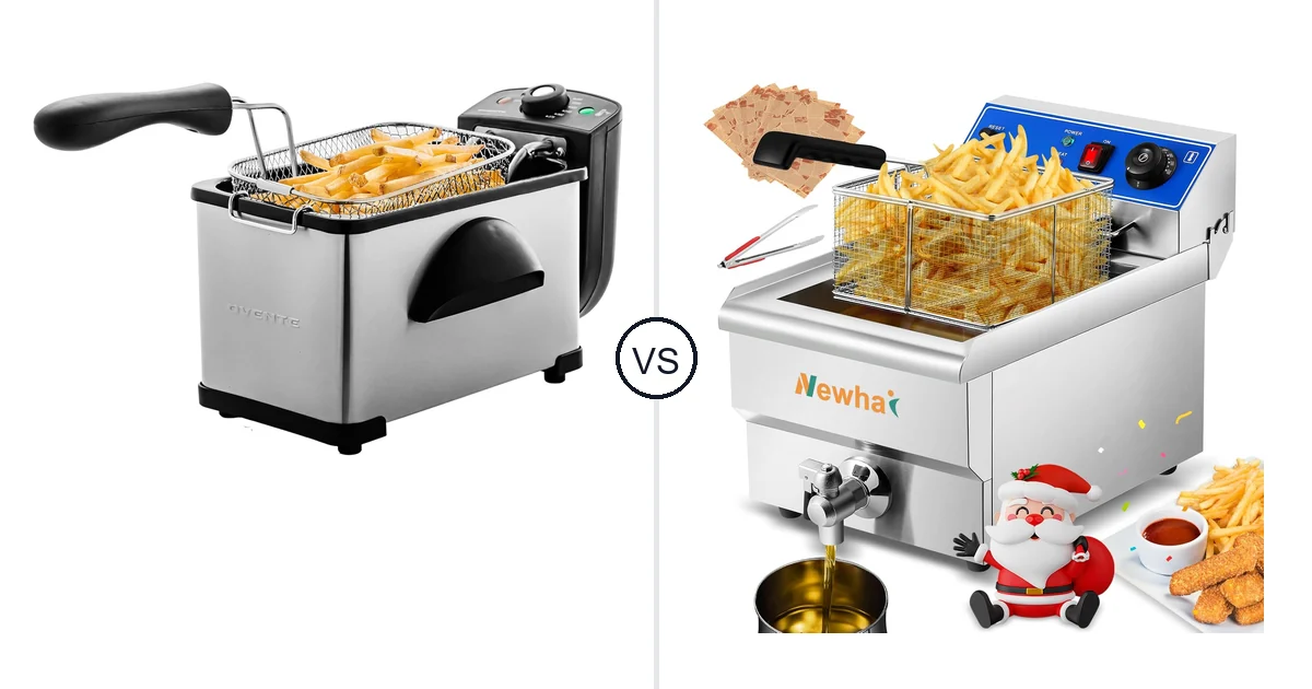 Comparison of OVENTE FDM2201BR and Newhai deep fryer machine