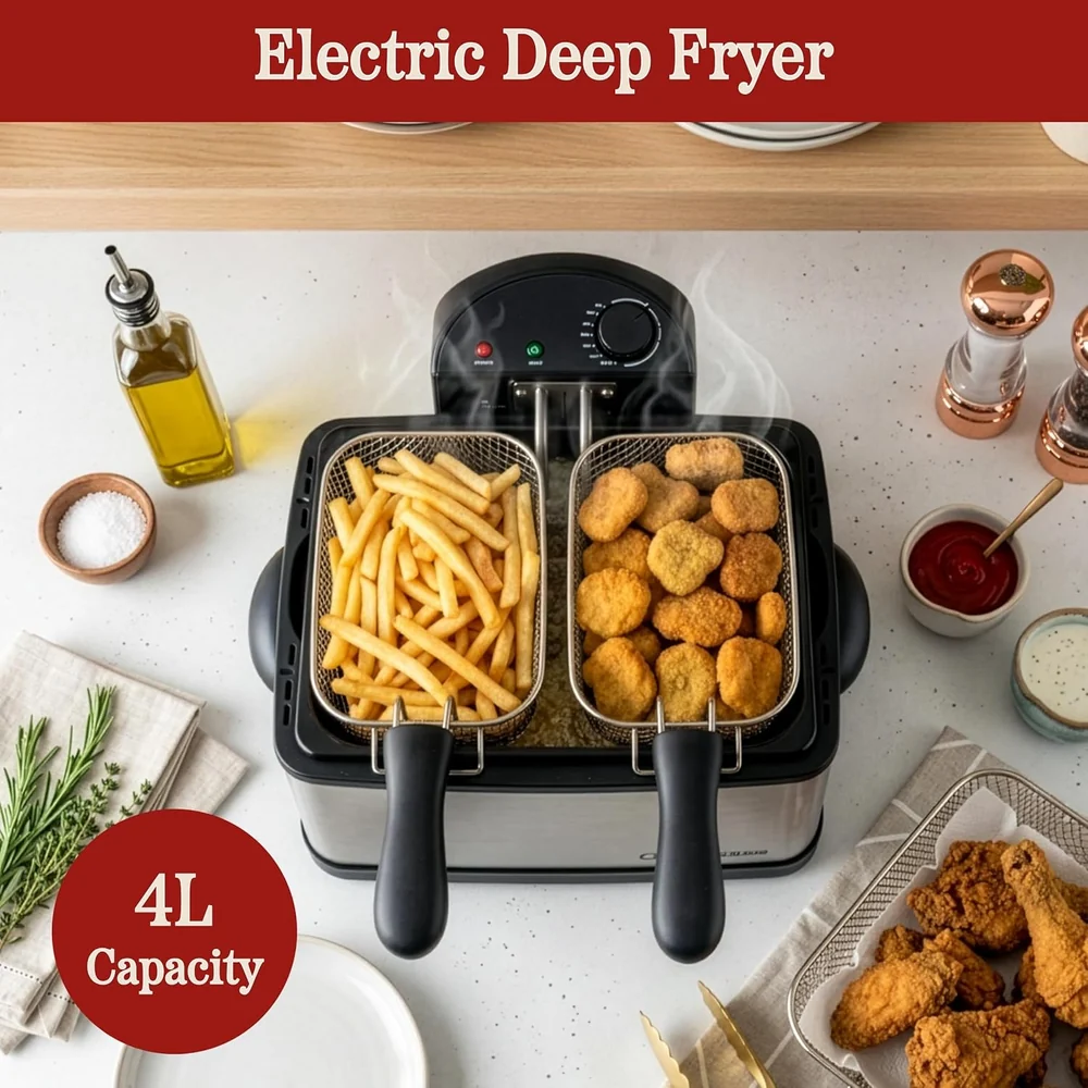 Classic Cuisine Deep Fryer – 4-Liter Electric Oil Fryer – by Classic Cuisine