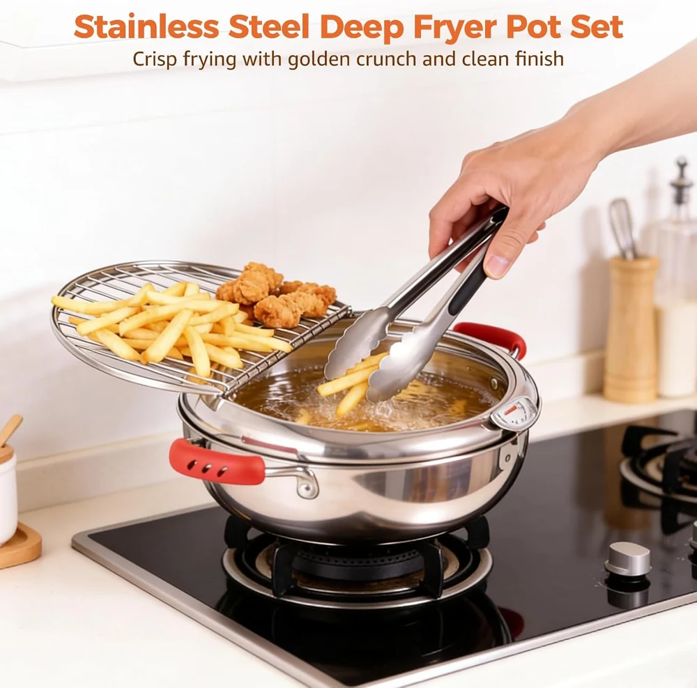 OMISTAR Deep Fryer Tempura Pot with Tongs