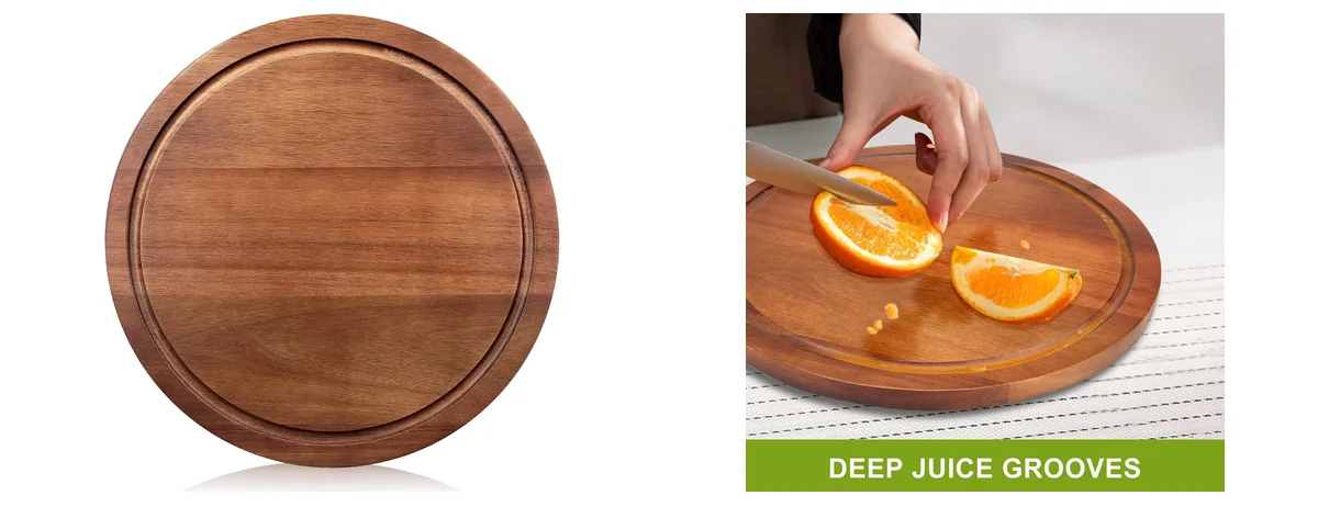 Ayiaren Round Acacia Wood Cutting Boards for images