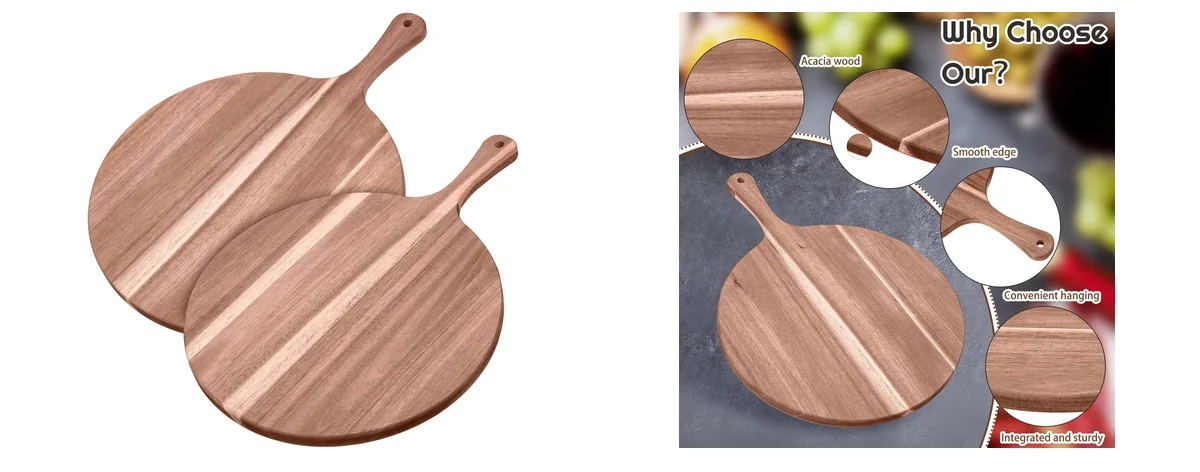 Cunhill 2 Pcs Round Wood Cutting Board images