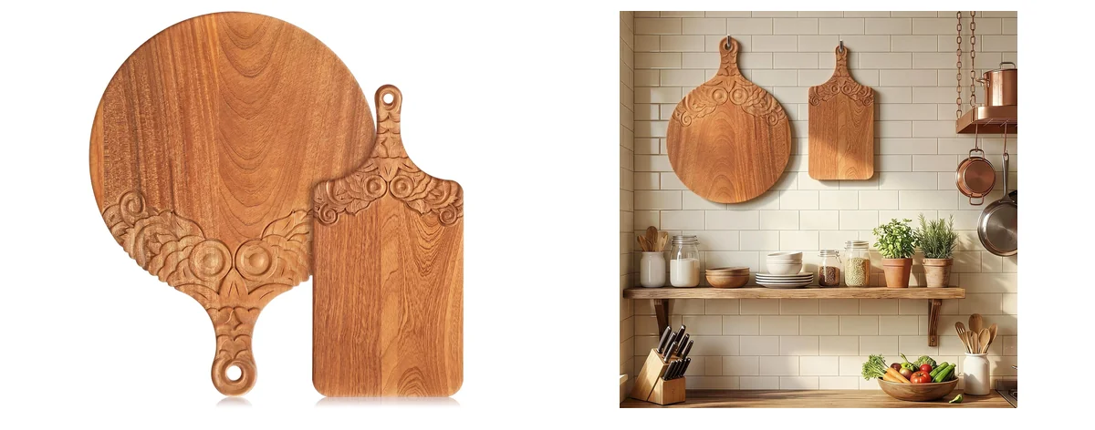 LemonRoad 2 Pcs Wood Chopping and Serving images
