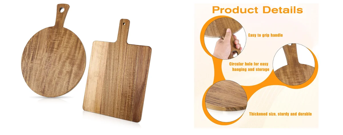 Oqqlin 2 Pcs Acacia Wood Cutting Board images