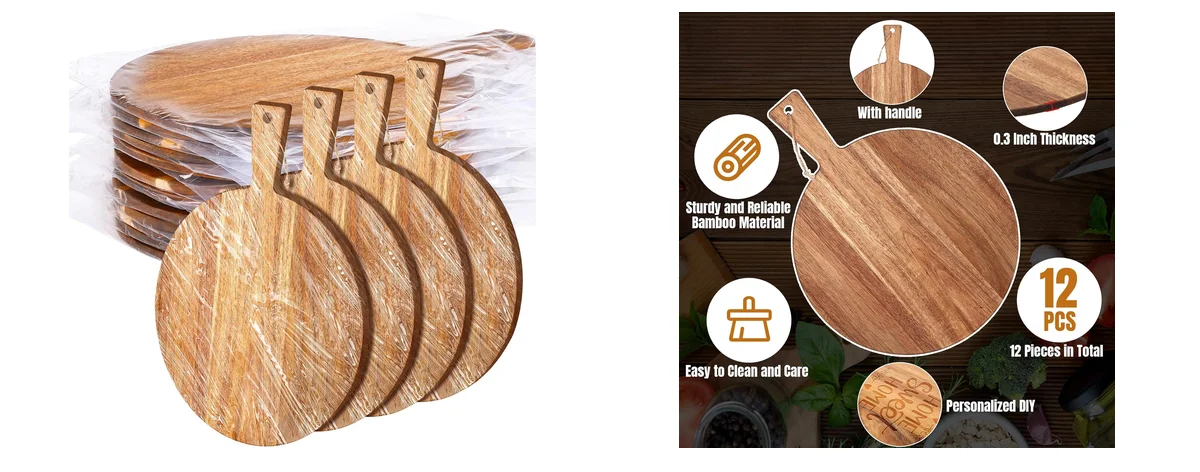 Patelai 12 Piece Round Wood Cutting Board images