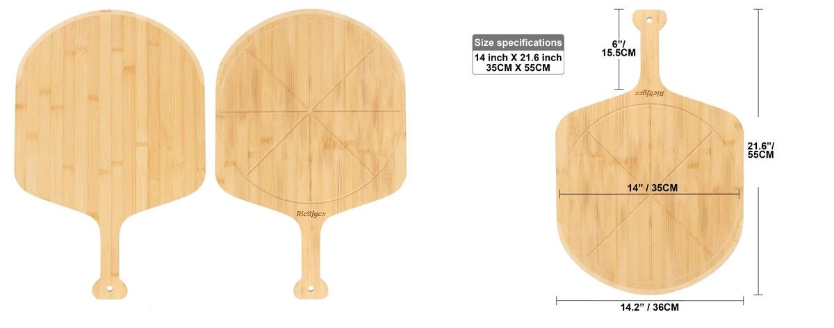 RICOJYCX 14 inch Natural Bamboo Pizza Peel images