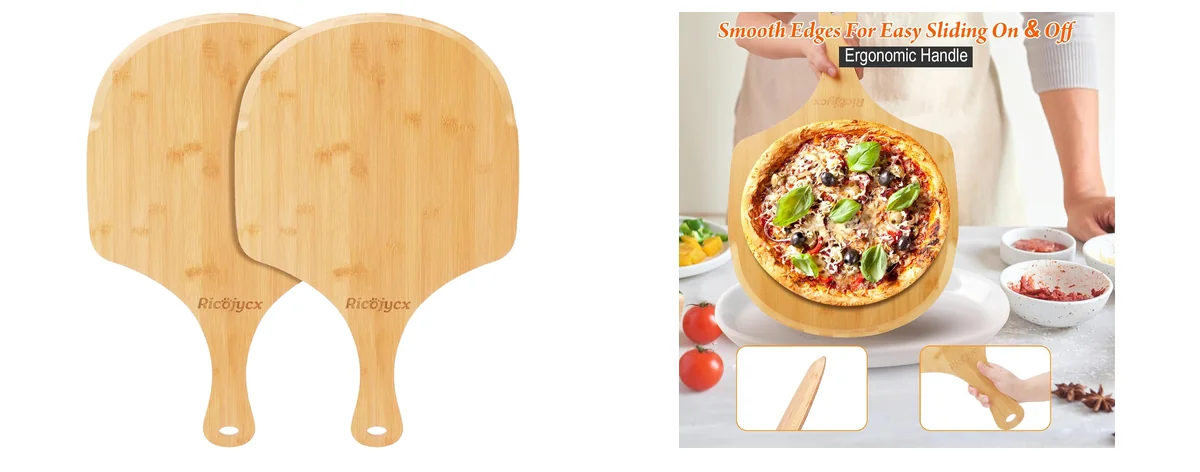 RICOJYCX 2 Pack 14 Inch Bamboo Pizza images