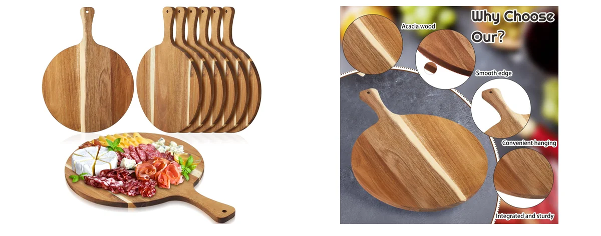 Sliner 6 Pcs Acacia Wood Round Cutting images