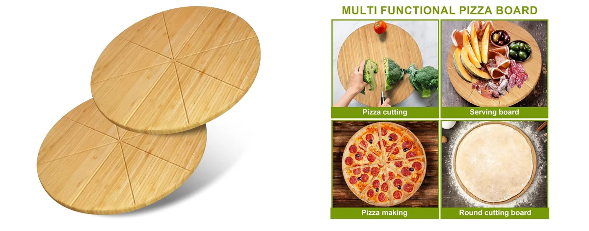TUOCON Pizza Cutting Board Round 12inch 2Pack images