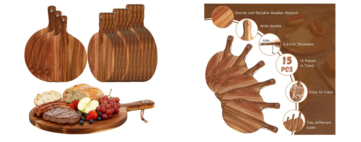 Uiifan 15 Pcs Round Acacia Wood Cutting images