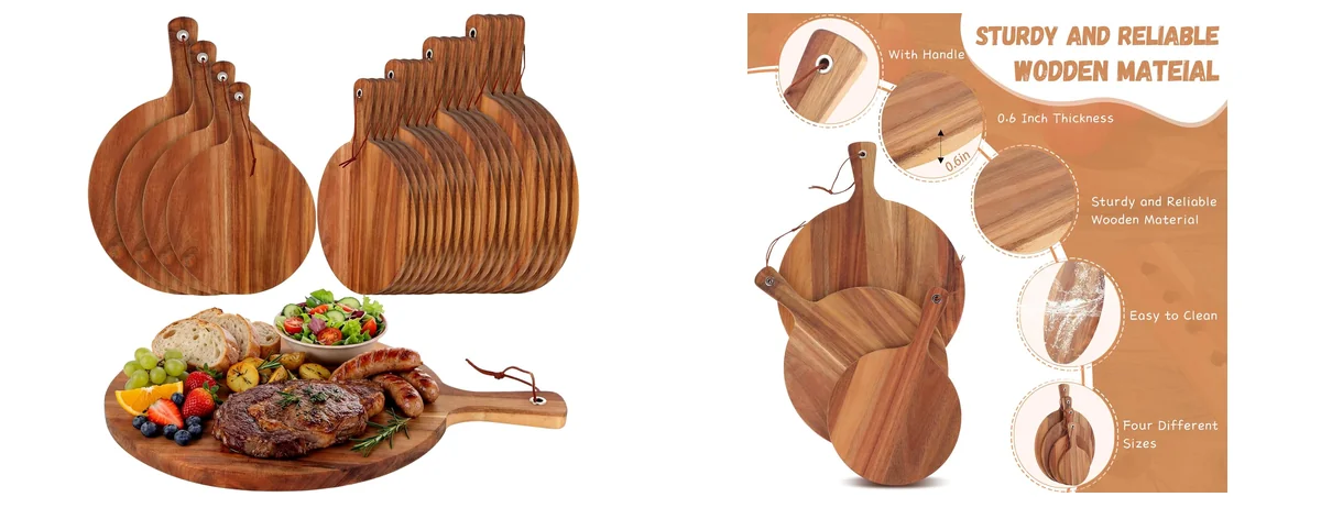 Uiifan 20 Pcs Round Acacia Wood Cutting images
