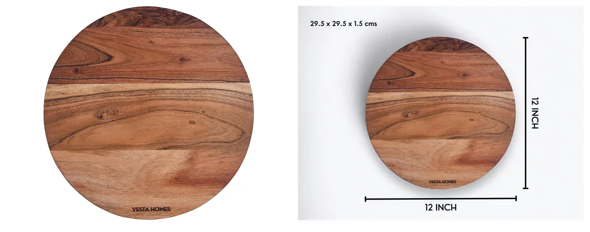 Vesta Homes Wooden Round Chopping Board/Cutting Board/Serving Board images