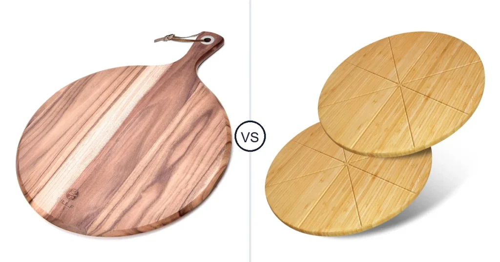 Comparison of BF BILL.F SINCE 1983 BILL.F Acacia Wood Pizza Peel and TUOCON Pizza Cutting Board Round 12inch 2Pack