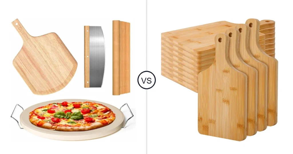 Comparison of Gyreuni 5 PCS Round Pizza Stone Set and Dyrfolm 10 Pcs Wood Cutting Board