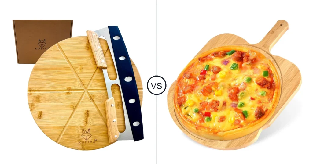 Comparison of Kobiva 14" Dual-Grip Pizza Cutter Rocker Board and HMIEPRS Pizza Peel