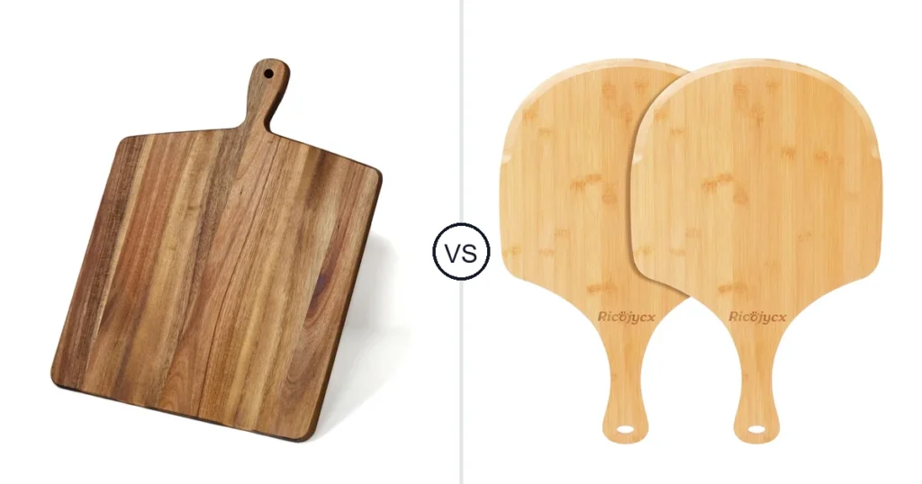 Comparison of S310 Acacia Wood Cutting Board and RICOJYCX 2 Pack 14 Inch Bamboo Pizza