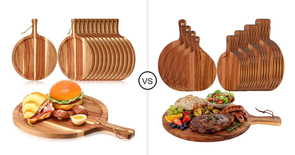 Comparison of Tanlade 12 pcs Wood Cutting Board Bulk and Uiifan 20 Pcs Round Acacia Wood Cutting