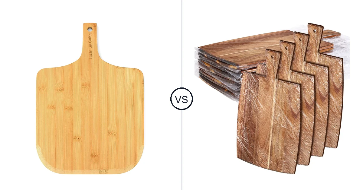 Comparison of TastiFun Cube Pizza peel and Patelai 12 Packs Wooden Cutting Board Set