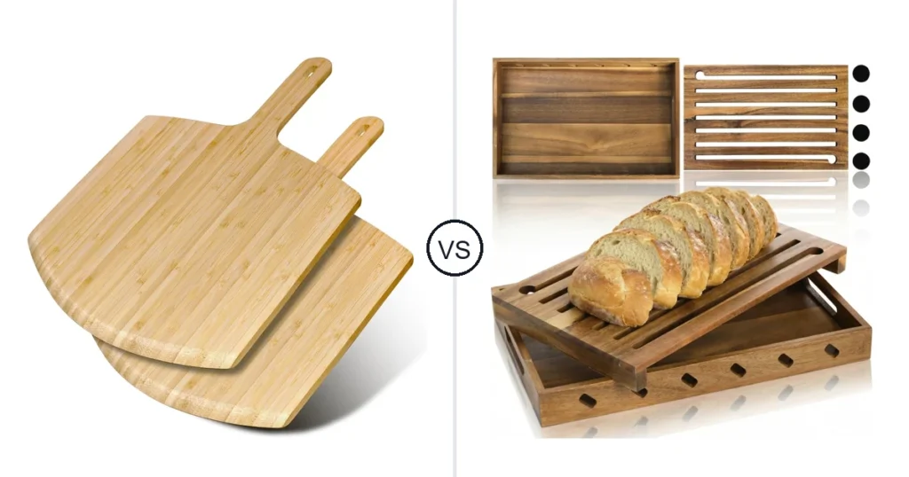 Comparison of TUOCON Pizza Peel 12 inch 2 pack and Goaste Wood Bread Cutting Board