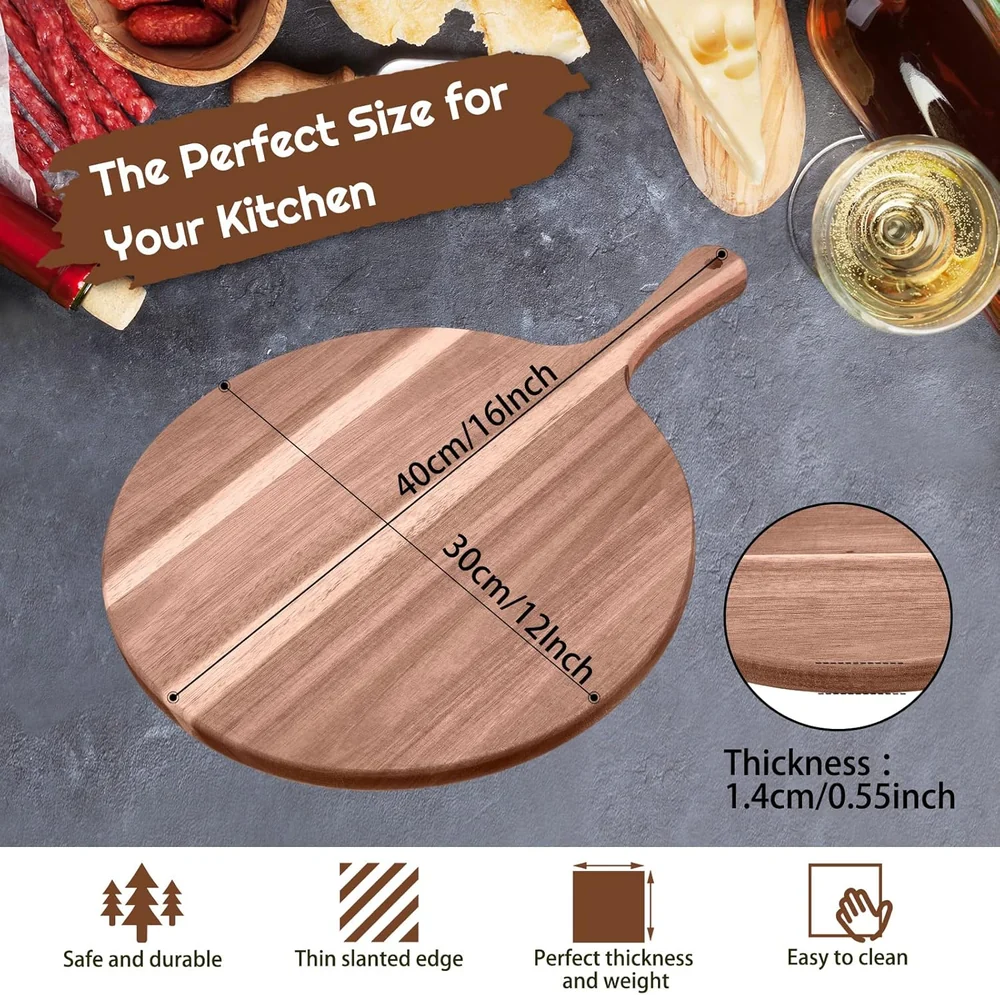 Cunhill 2 Pcs Round Wood Cutting Board