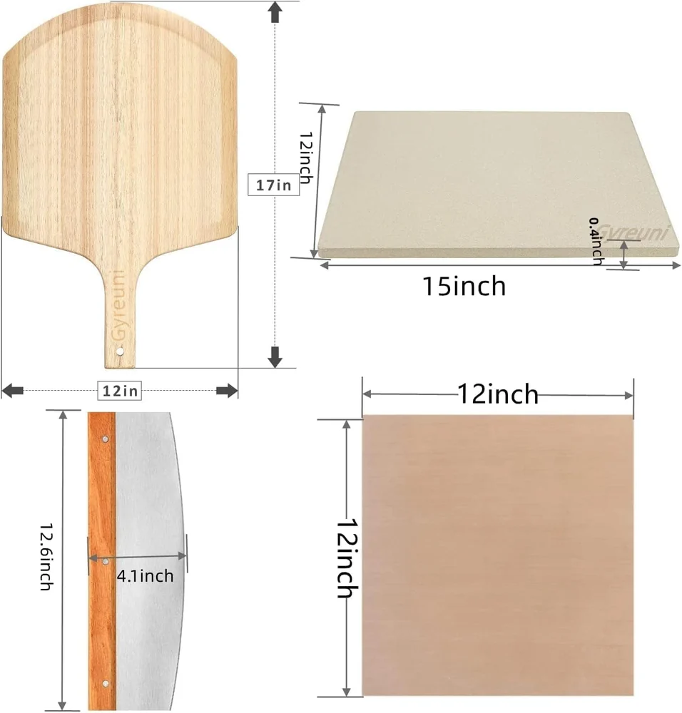 Gyreuni 4 PCS Rectangle Pizza Stone Set