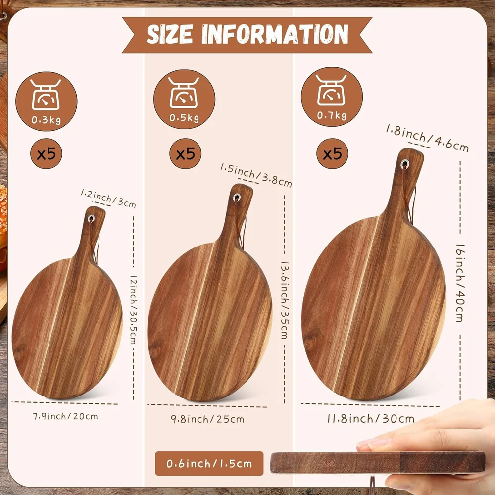 Uiifan 15 Pcs Round Acacia Wood Cutting