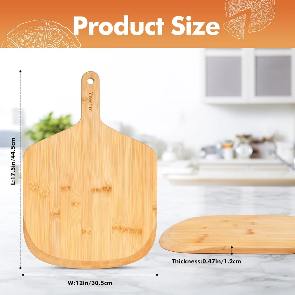 Yroshm 12 Inch Bamboo Pizza Peel Premium