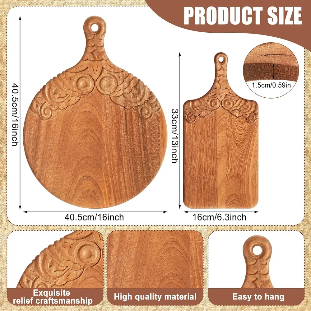 LemonRoad 2 Pcs Wood Chopping and Serving