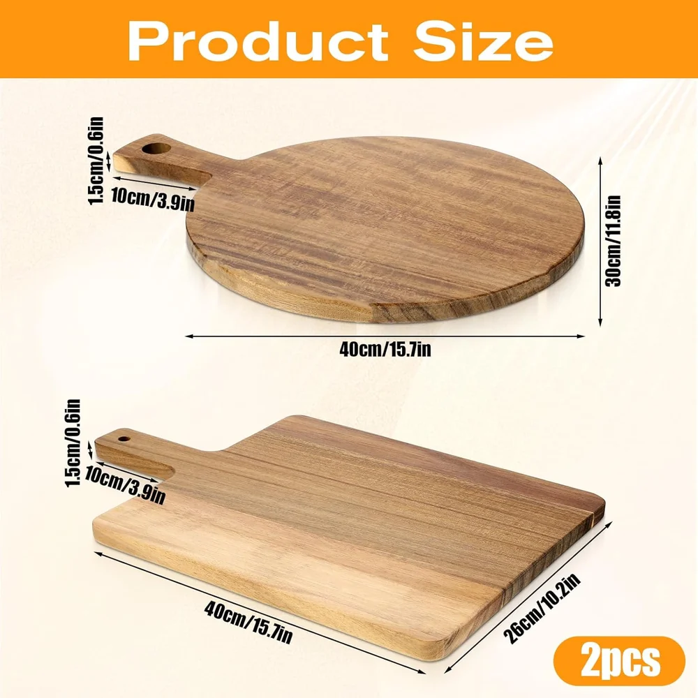 Oqqlin 2 Pcs Acacia Wood Cutting Board