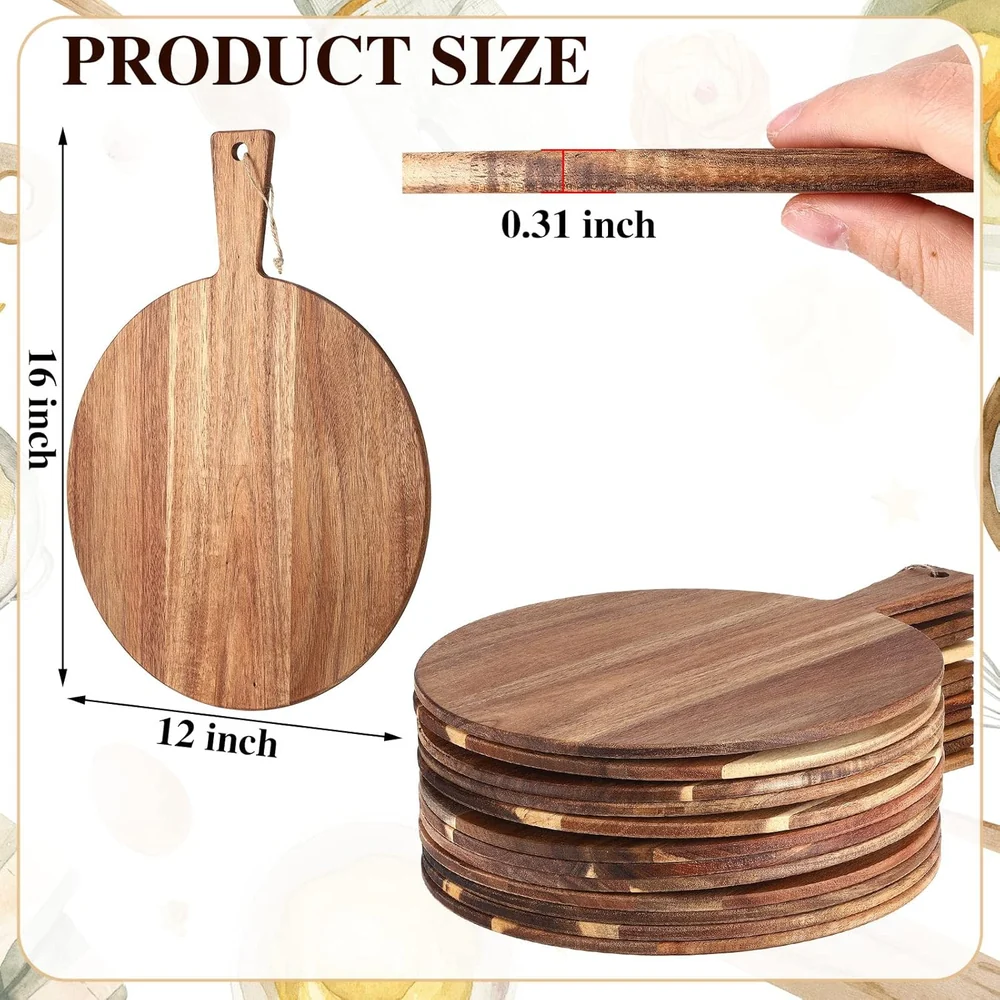 Patelai 12 Piece Round Wood Cutting Board