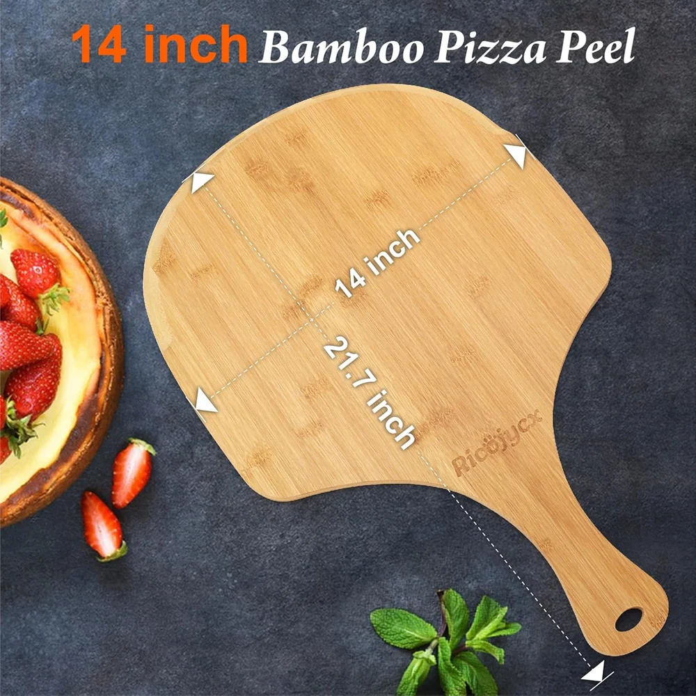 RICOJYCX 2 Pack 14 Inch Bamboo Pizza