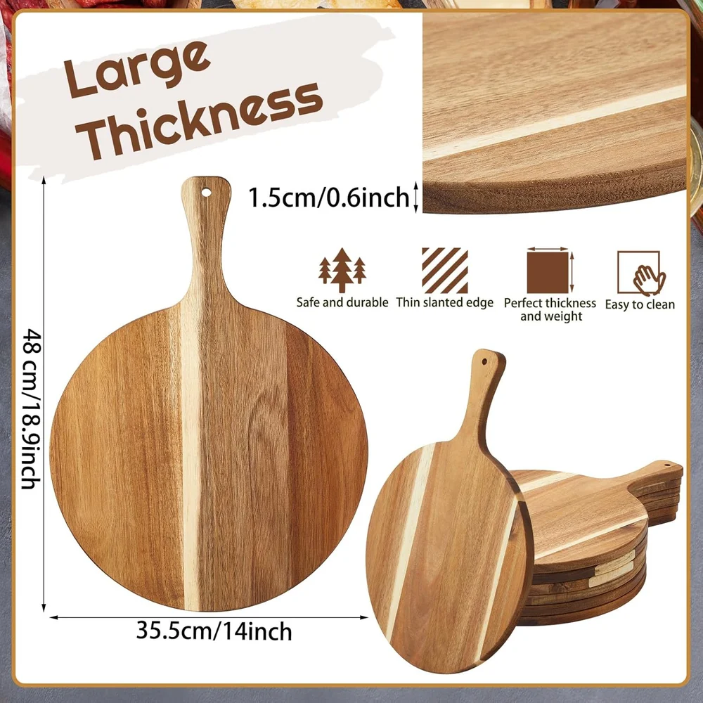 Sliner 6 Pcs Acacia Wood Round Cutting