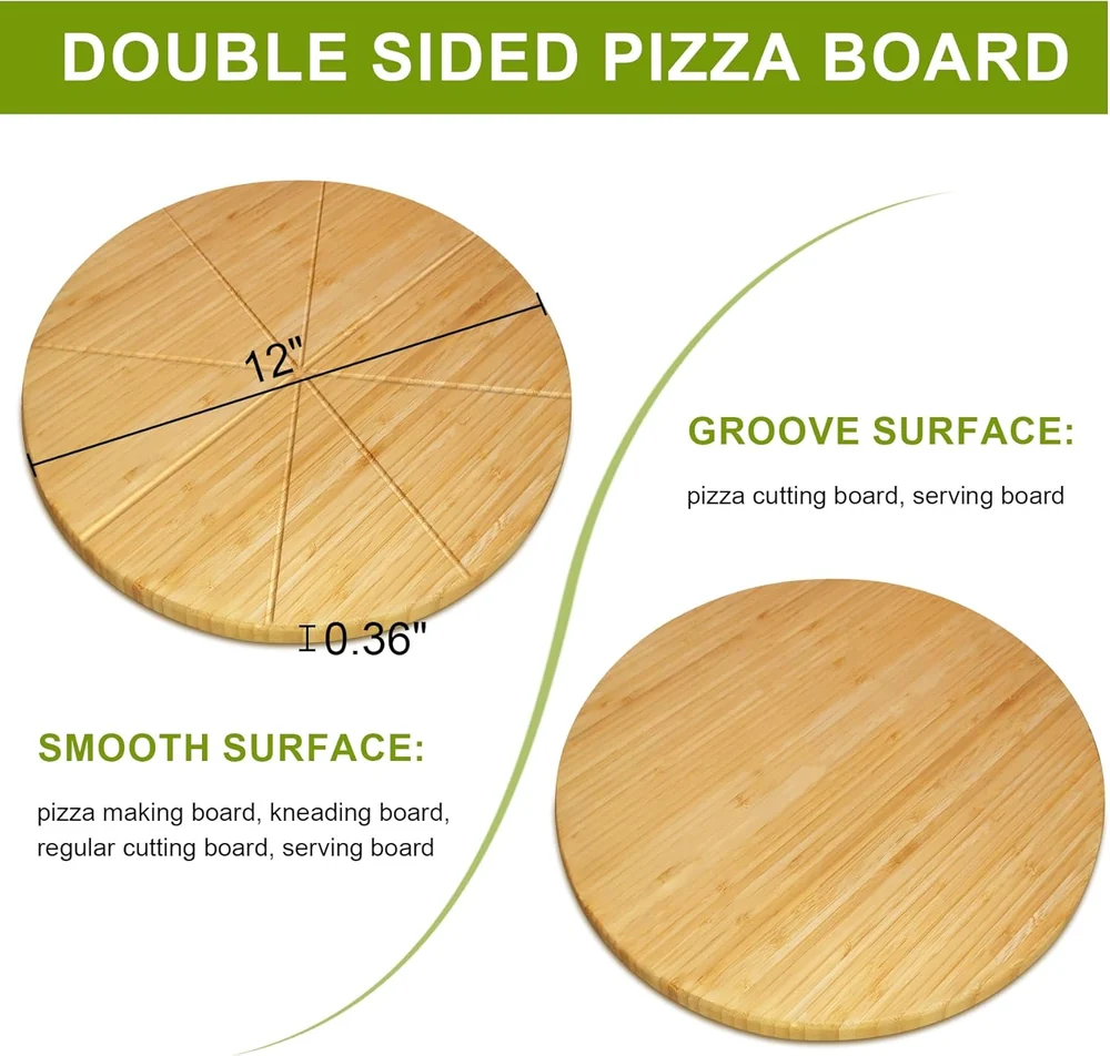TUOCON Pizza Cutting Board Round 12inch 2Pack