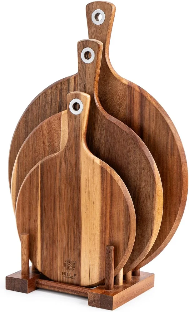 Hushee 3 Pcs Pizza Cutting Board Acacia