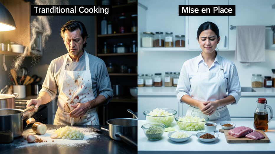 Mise en Place vs. Traditional Cooking Preparation